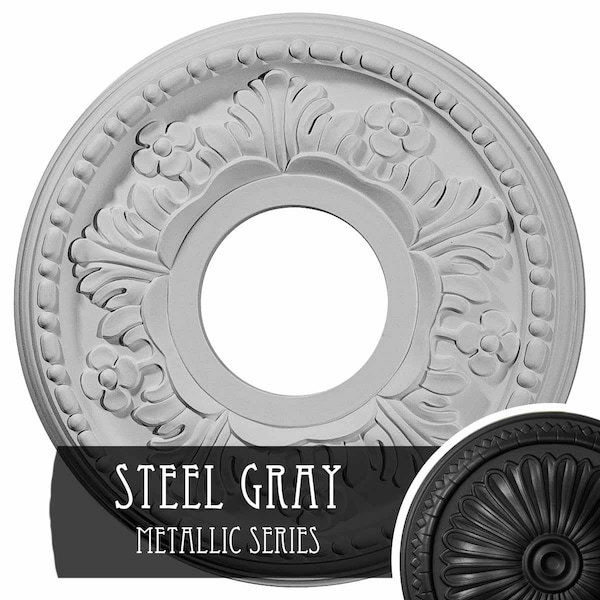 Ekena Millwork Helene Ceiling Medallion (Fits Canopies up to 5 1/4"), 11 7/8"OD x 3 5/8"ID x 7/8"P, Steel Gray CM11HESGS - main